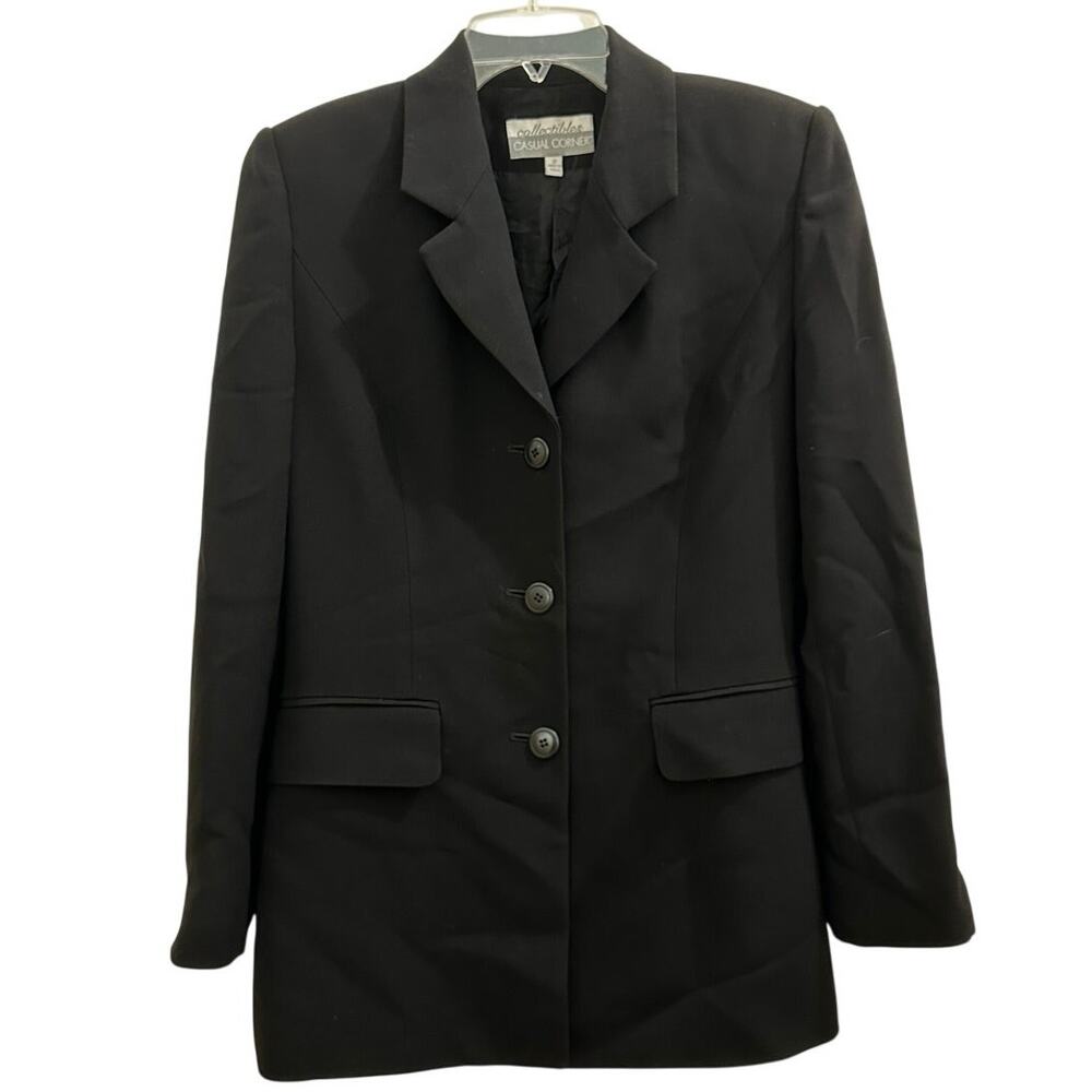 Vintage Casual Corner Collectables Women’s Black Suit Jacket Long 2 Blazer XS